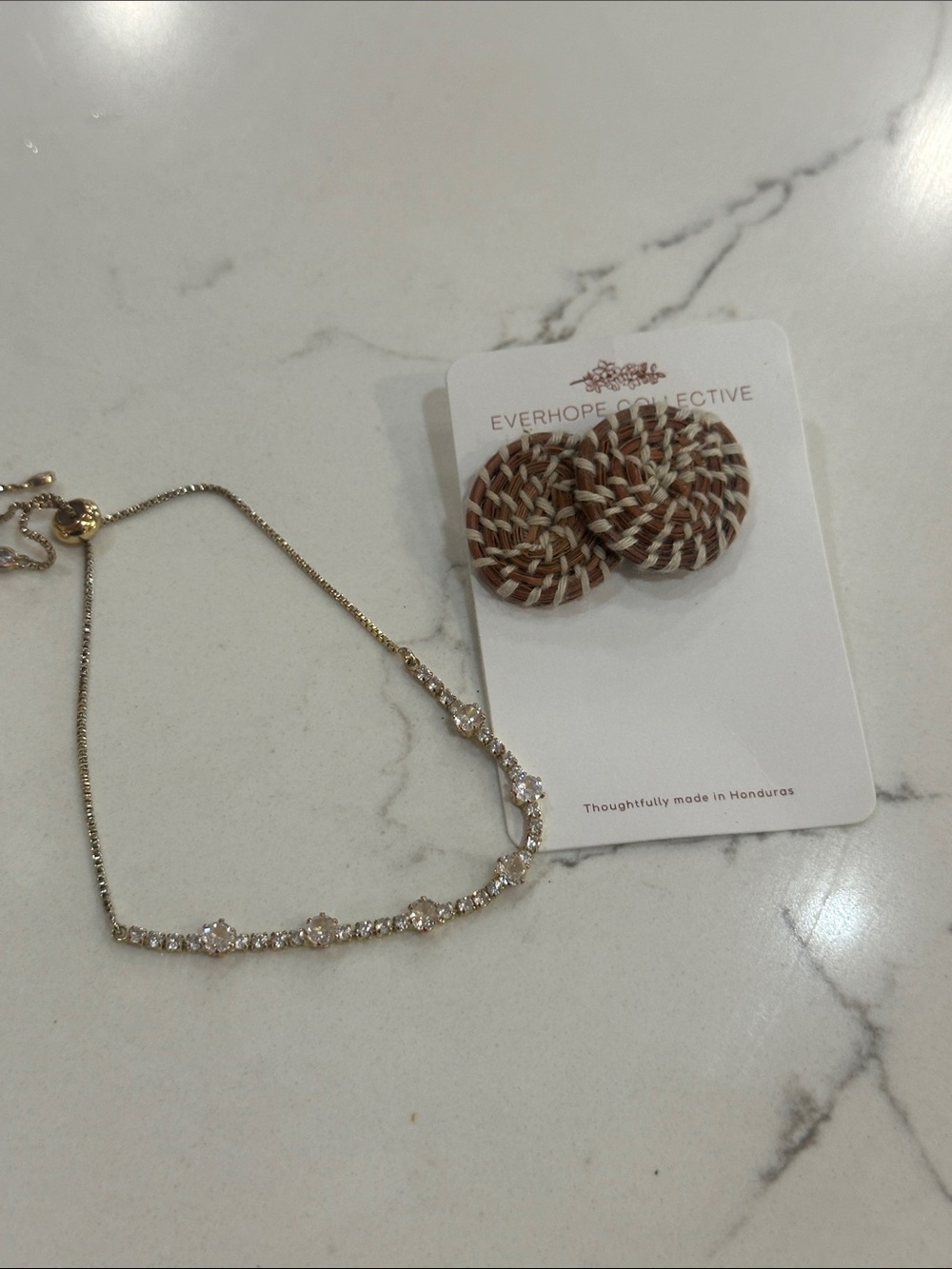 Gold Crystal Tennis Necklace - White/Gold
